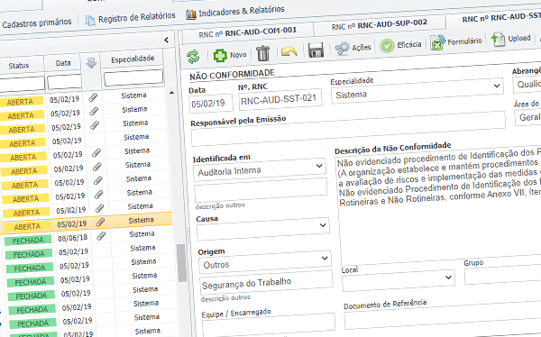 Software de Gestão de Não Conformidades - RNC