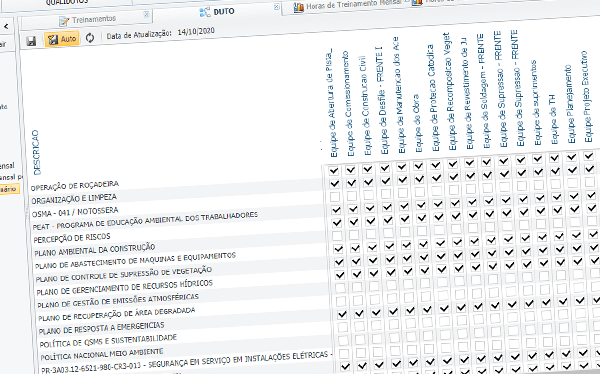 Software de Matriz de treinamento